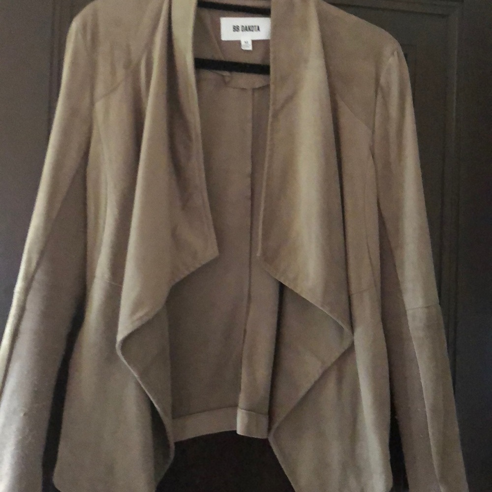 BB Dakota Faux Suede Drape Front Jacket M